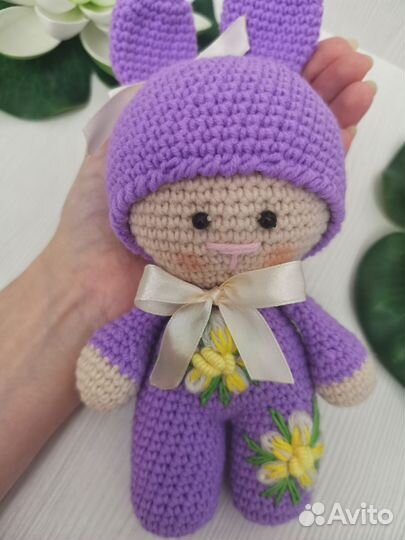 Пупсик в костюме зайки, ручная работа