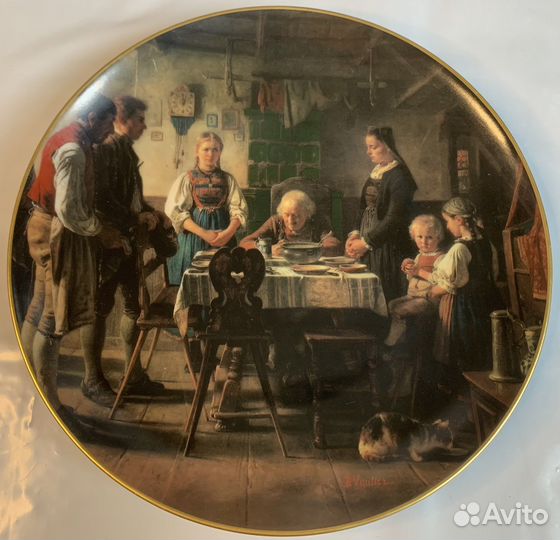 Немецкая Настенная Тарелка. Винтаж. Клейма. Обед