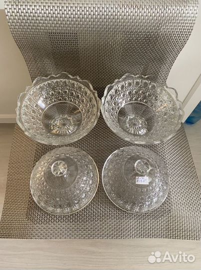 Вазы «Шапка Мономаха» хрусталь СССР на ножке