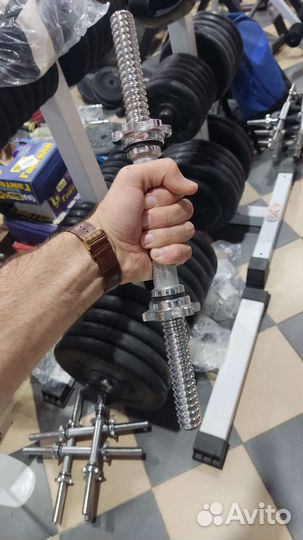 Гриф гантельный 35см