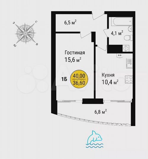 1-к. квартира, 40 м², 8/8 эт.