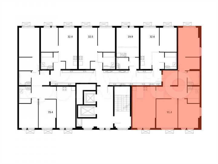 3-к. квартира, 91,4 м², 2/15 эт.
