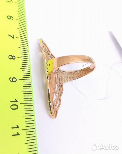 Золотое кольцо из красного золота 585 пробы, алмаз