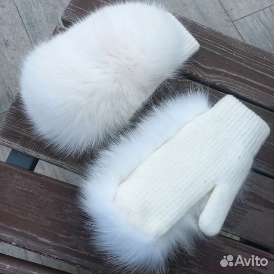 Варежки меховые женские мега объем