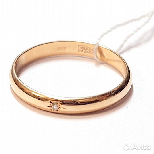 Кольцо Обручальное Золотое 585 с Бриллиантом 18р