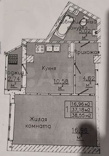 1-к. квартира, 38,5 м², 10/17 эт.