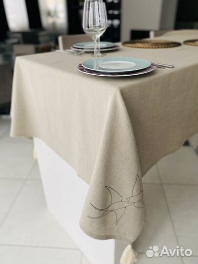 Скатерти льняные вышивки/кисти