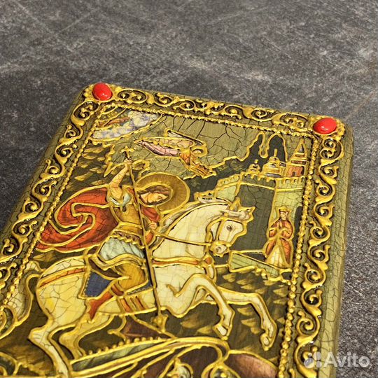 Икона ручной работы Чудо святого Георгия о змие