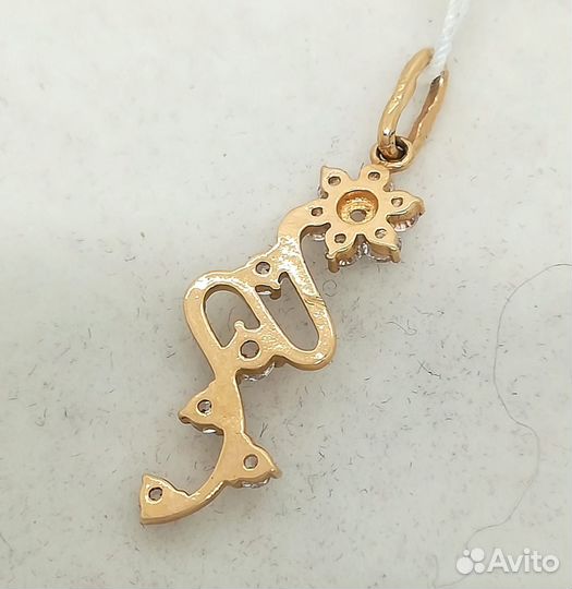 Подвес / 1,13г / Золото585 / фианиты круглые