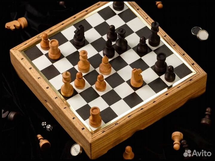Шахматы ручной работы из мaсcива дeрeва