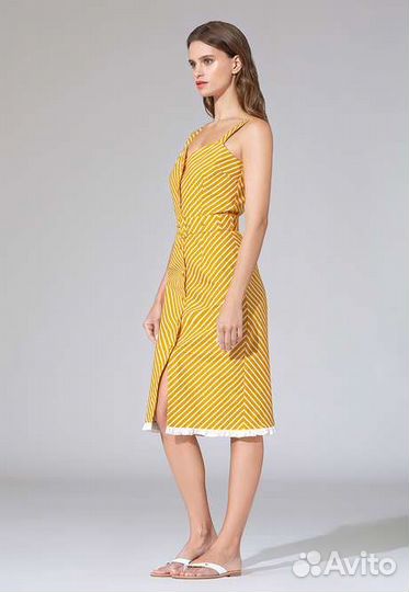 Платье с поясом в полоску