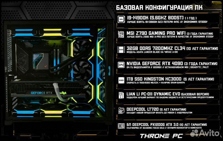 Игровой пк RTX 4090/ 14900K/ 32гб DDR5 7200 MHz