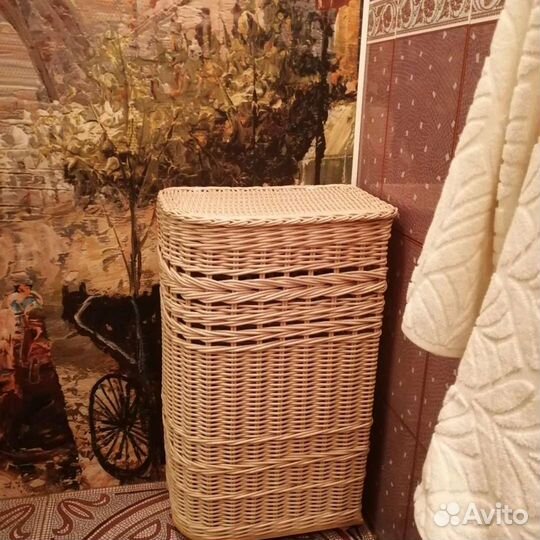 Корзина для белья плетёная из бумажной лозы