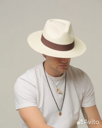 Мужская летняя шляпа Авокадо с коричневой лентой