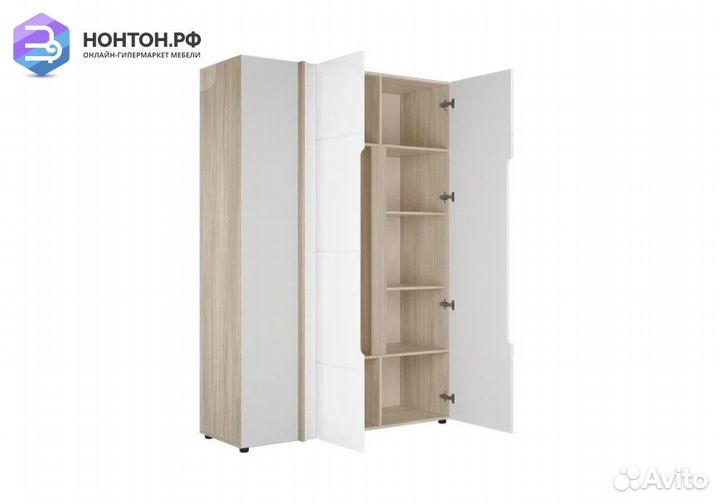Шкаф для угла Палермо-3 ясень шимо светлый / белый