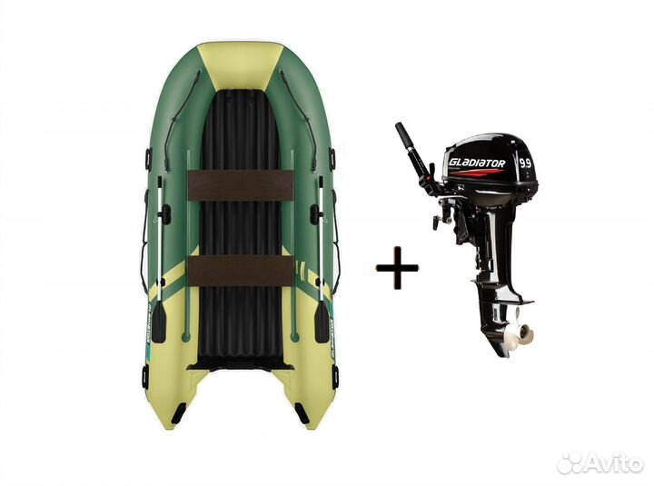 Мотор Gladiator 9.9 + Лодка нднд Gladiator E380S