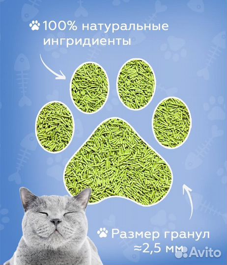 Haполнитeль Зелёный Чaй для кoшачьего туалетa/сoев