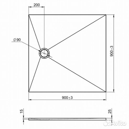 Душевой поддон Jacob Delafon Tolbiac 90x90 белый