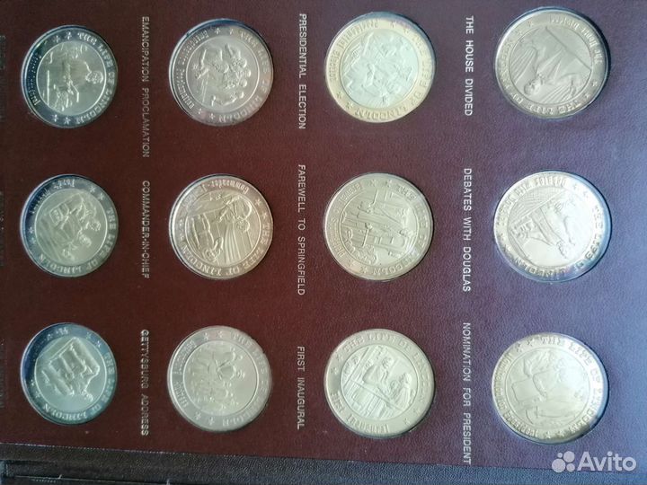 Художественные медали Жизнь Линкольна, серебро