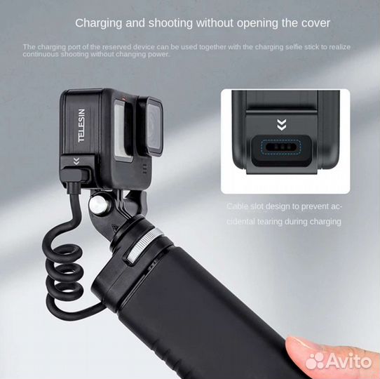 Крышка аккумулятора Telesin для GoPro с разъемом