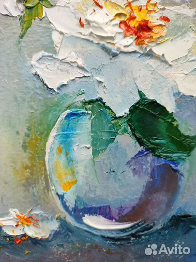 Картина маслом цветы. Размер 10х15