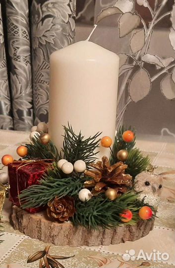 Новогодний композиция,декор свеча