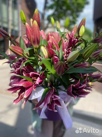 Лилии в коробке. Цветы. Доставка