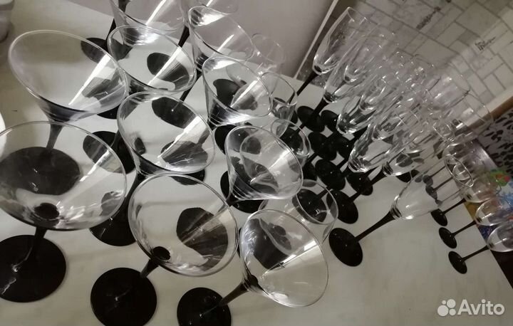 Бокалы/стопки luminarc с черной ножкой