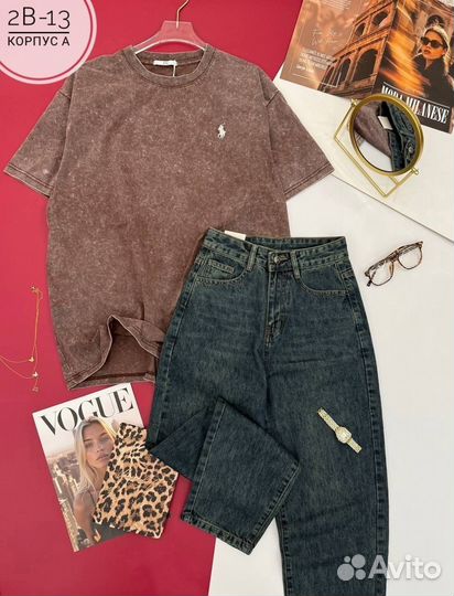 Футболка и джинсы женские костюм двойка до 52 р