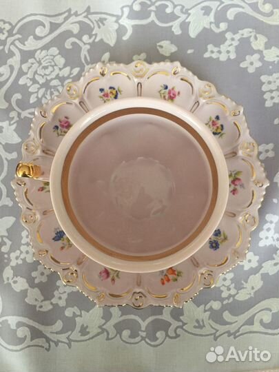 Чашка с блюдцем розовый фарфор,Чехия