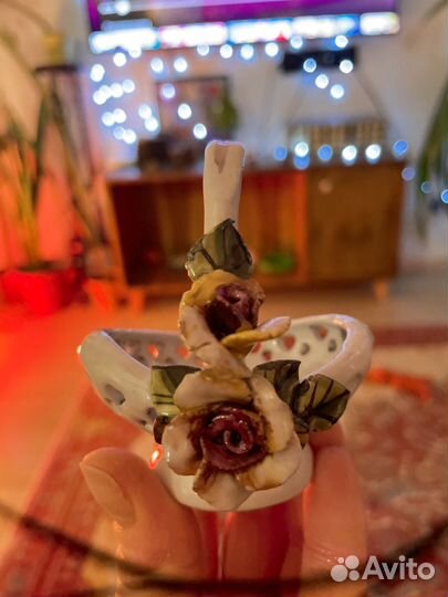 Фарфоровая корзинка ваза ручной лепки СССР