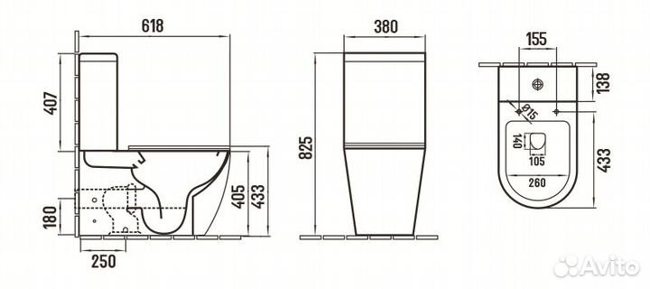 Унитаз напольный CeramaLux 2166XMC для дома и дачи