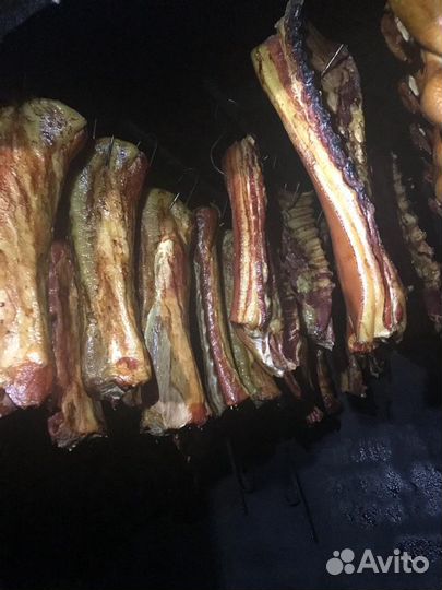 Горячее копчение, сало, мясо