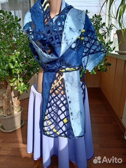 Шарф женский шерстяной валяние валяный