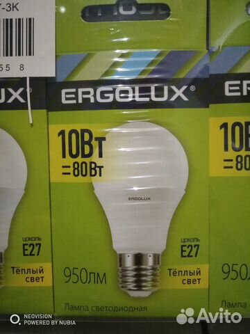 10 ламп Ergolux LED 10W A60 220V E27 тёплый свет