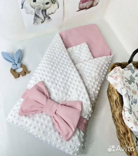 Конверт-олеяло на выписку с плюшем