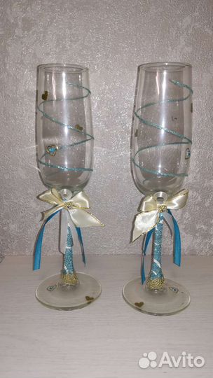 Свадебные бокалы ручной работы