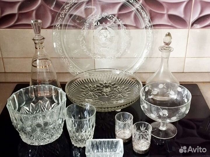 Посуда СССР, хрусталь и стекло, см.описание и фото