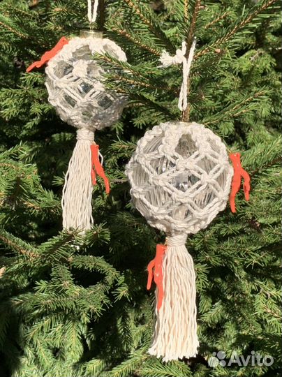 Елочные игрушки макраме ручной рабоы
