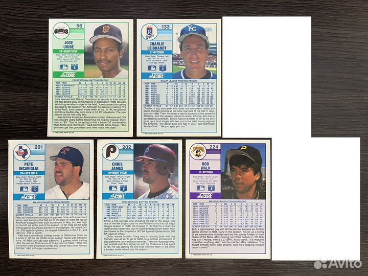 Бейсбольные карточки Score 1988-89,1991