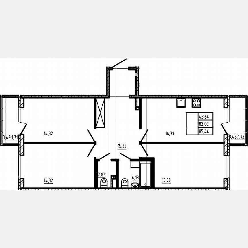 4-к. квартира, 82 м², 3/4 эт.