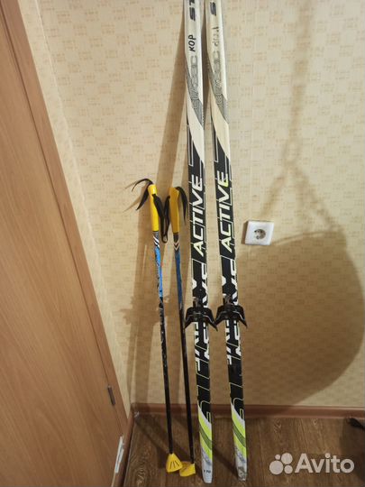 Беговые лыжи 170см с палками