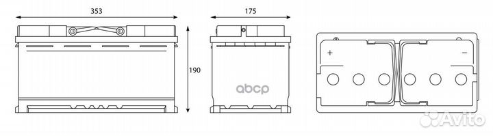 Аккумулятор Sputnik 90 Ah, 770 A, 353x175x190