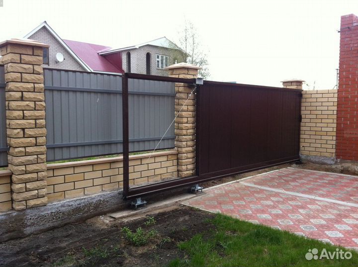 Откатные ворота+установка