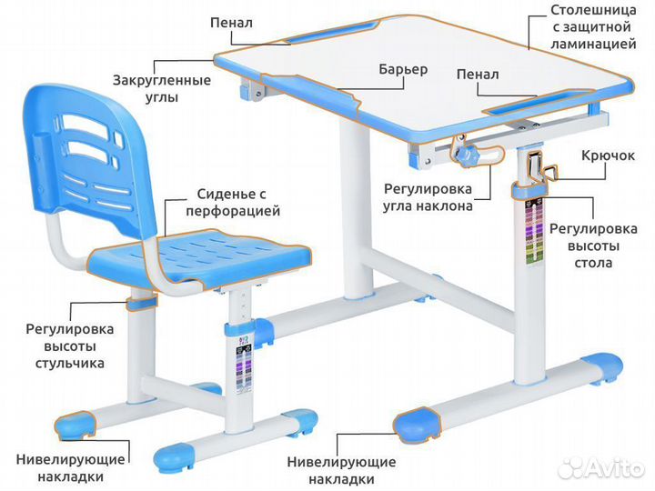 Парта и стульчик Mealux EVO-07