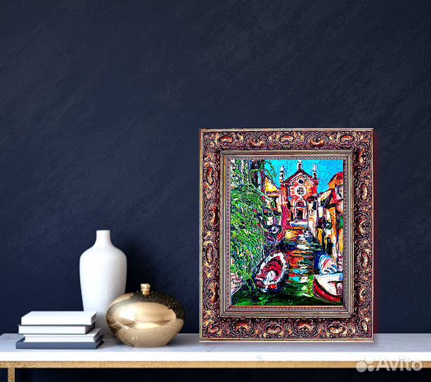 Италия картина маслом текстурная 20 на 15 см