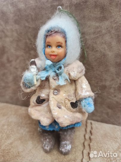 Ватная елочная игрушка ручная работа