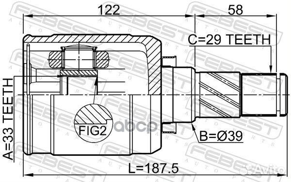 Шрус внутренний левый 33X39X29 0211-mr20mtlh Fe