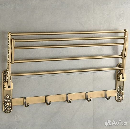 Полка в ванную для полотенец алюминий бронза