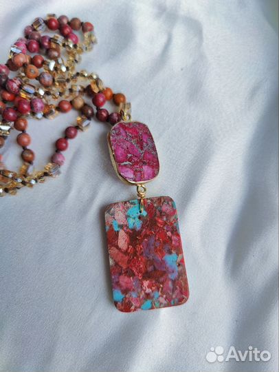 Сотуар бусы чокер из натуральной яшмы